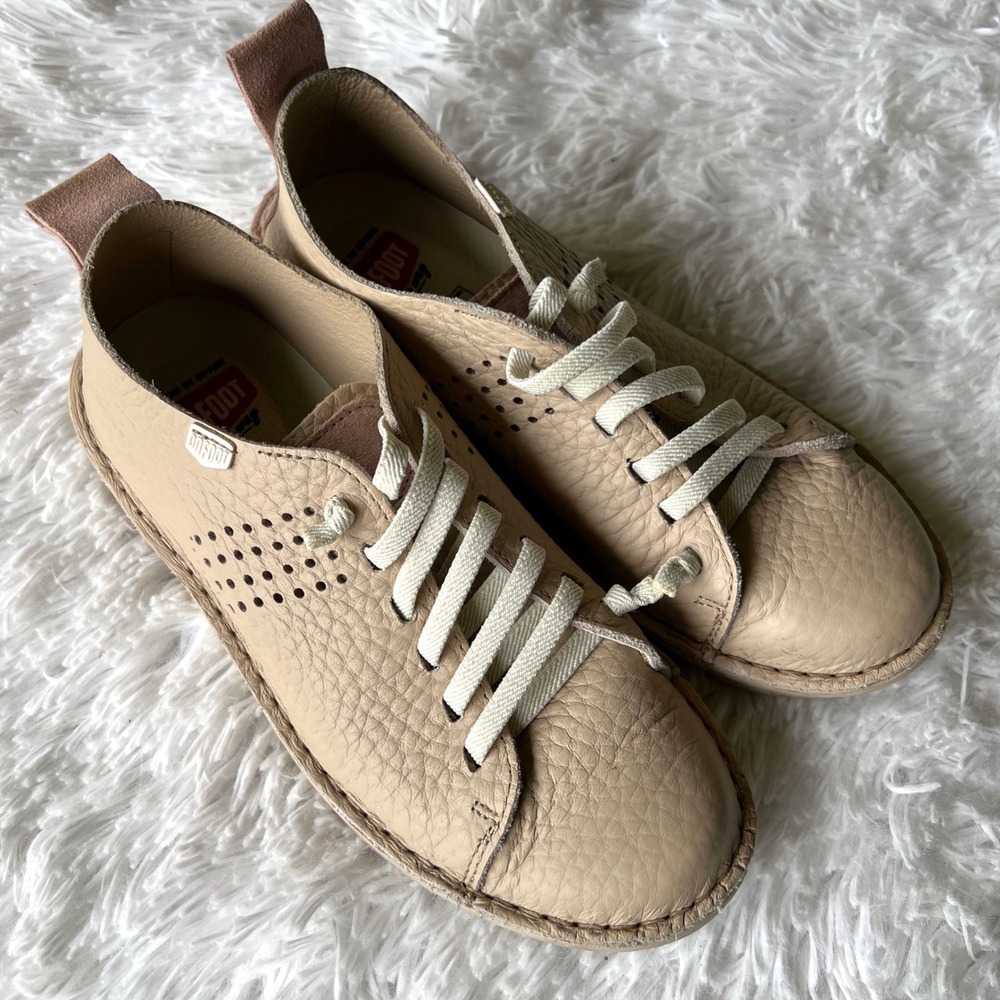 On Foot 30250 Silken Low Top‎ Sneaker Beige Leather Made in Spain Size 7.5 38